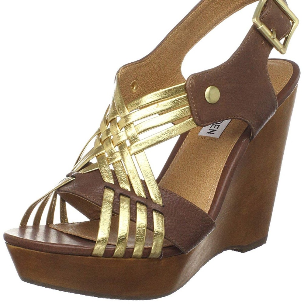 Steve Madden Turnpyke Wedge Sandal Cognac‎ 6.5